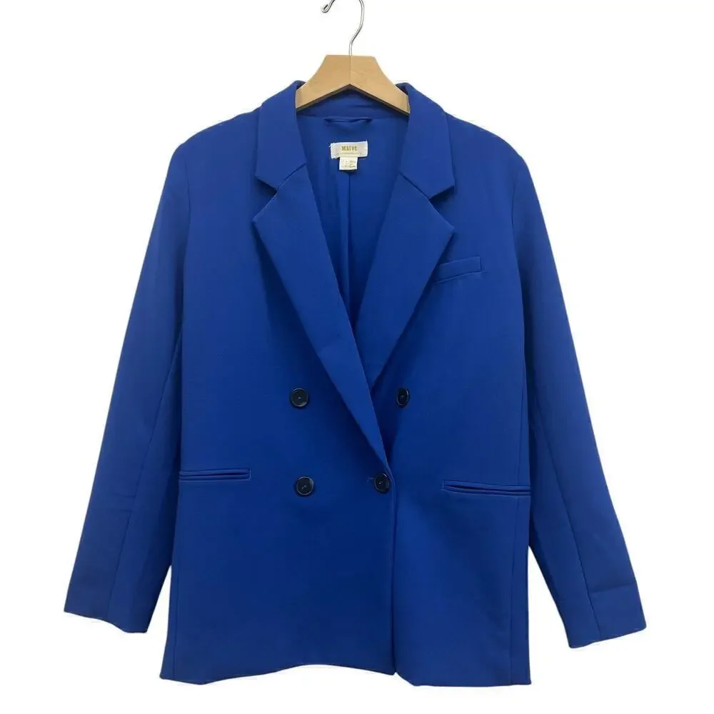 Anthropologie Maeve Double-Breasted Blazer in Blue size 4